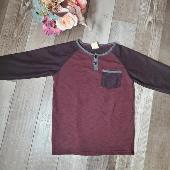 Rustic Blue Boys Long Sleeve Marled Baseball Raglan Henley Tee Size Small - Picture 6 of 15